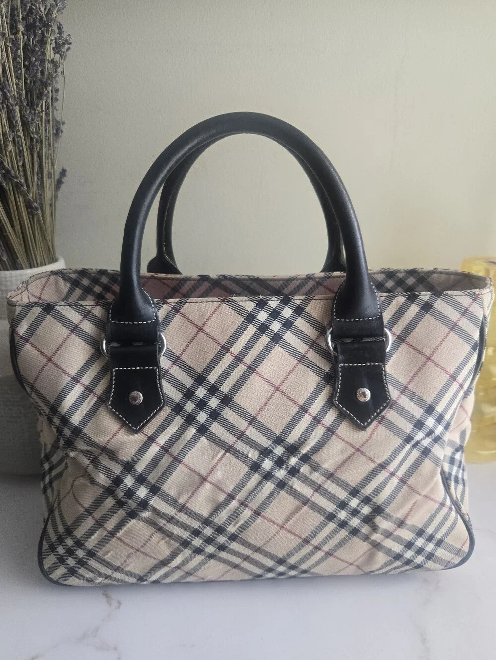 Vintage Burberry Blue Label Nova Check Canvas Japan Exclusive Satchel Bag
